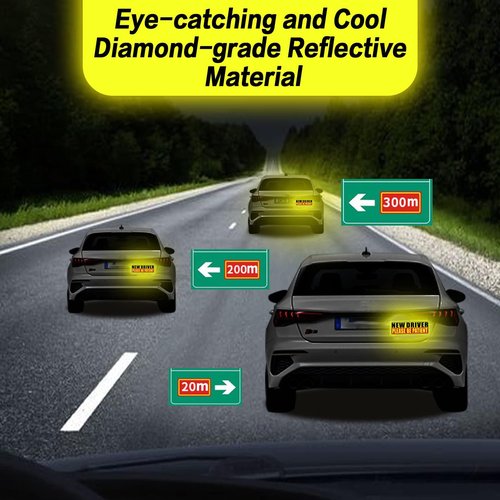 Sukh New Driver Magnet for Car - Student Driver Car Magnet Funny Safety Warning Magnetic Reflective Reusable Signs for Teenage Driving 3 Pcs
