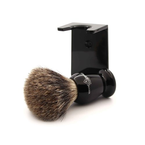 Edwin Jagger 1EJ946SDS Classic Best Badger Hair Exfoliating Shaving Brush with Stand for Shaving Cream or Shaving Soap for Men and Women (Imitation Ebony)