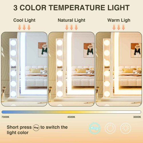 Leishe Arched Makeup Mirror with 3 Color Lights - 18.1'x23.4' Vanity Mirror with 10x Magnification for Desk