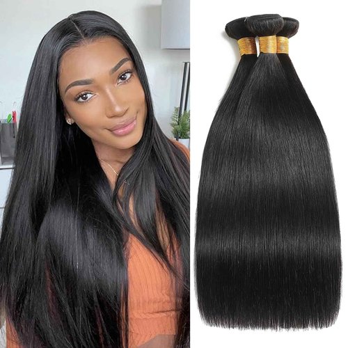 Straight Human Hair Bundles Raw Bundles Human Hair 20 22 24 Inch 12A Unprocessed Virgin Hair Extensions for Sew In Quick Weave Glossy Remy Hair Bundle for Women