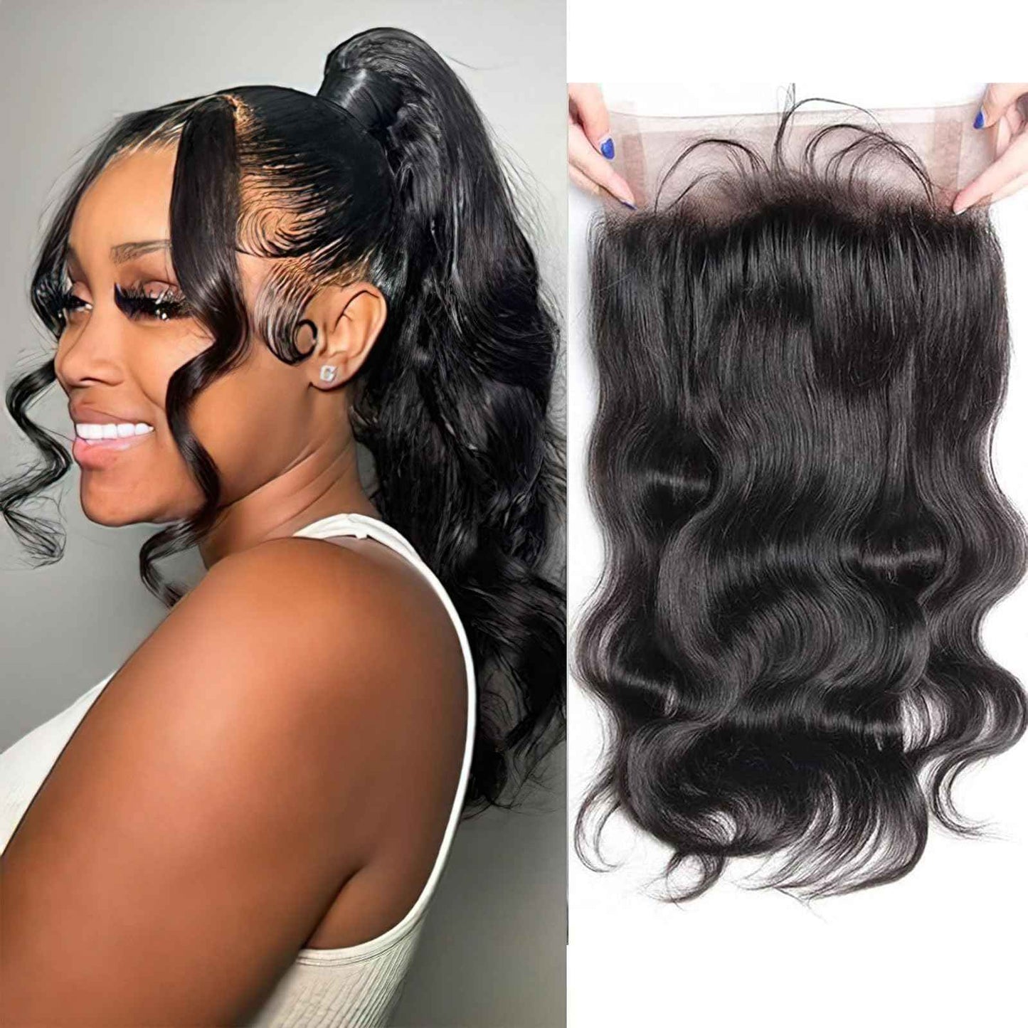 360 Lace Frontal Closure 22 Inch Body Wave Ear To Ear Frontal HD Lace 100% Remy Human Hair 360 HD Transparent Lace 150% Density Natural Color