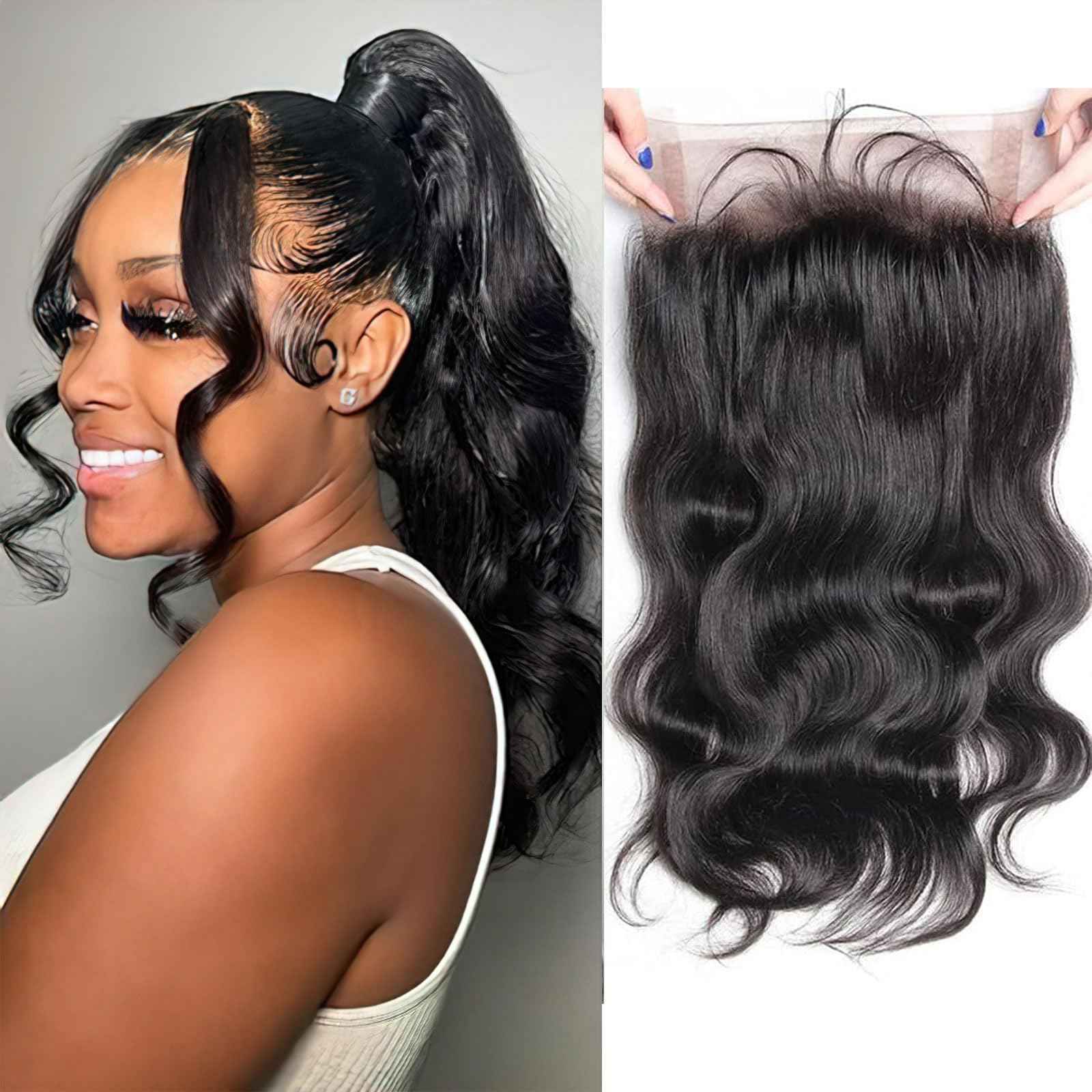 360 Lace Frontal Closure 22 Inch Body Wave Ear To Ear Frontal HD Lace 100% Remy Human Hair 360 HD Transparent Lace 150% Density Natural Color
