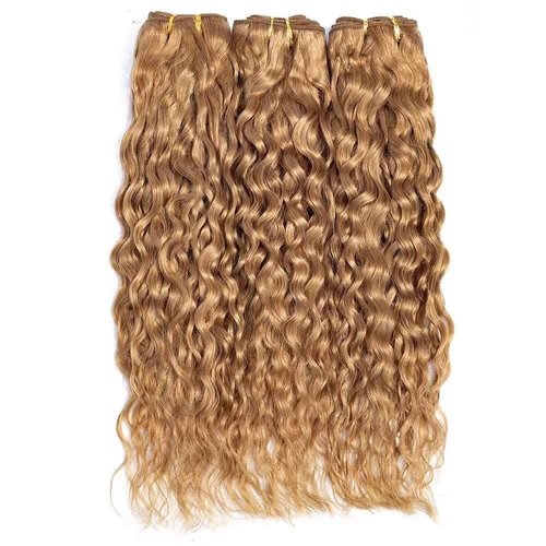 FEEL ME Color 27 Brazilian Water Wave Human Hair Bundles Honey Blonde Brazilian Hair Bundles 3 Pieces 12 14 16 Water Wave Human Hair Bundles Unprocessed Virgin Wet and Wavy Human Hair Extensions