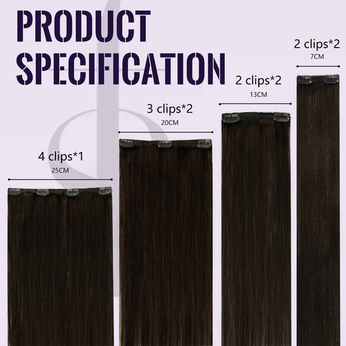 Fshine 20 Inch Clip in Hair Extensions Real Human Hair 105g 7pcs Dark Brown Hair Extensions for Women Full Look with Seamless Finish for Daily or Event Styling