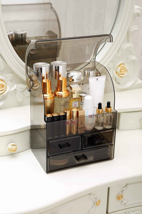 MOOCHI Professional Large Cosmetic Makeup Organizer Dust Water Proof Cosmetics Storage Display Case with Drawers