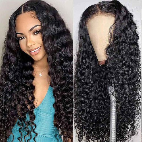 Beaushine Real Human Hair Closure Wig - 4x4 Curly Wig for Black Women, 26Inch Lace Front, Glueless, Pre Plucked with Baby Hair, 150% Density, Natural Color