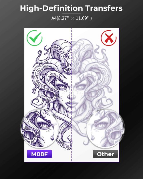 Itari M08F Wireless Tattoo Stencil-Printer - Tattoo Transfer Machine Thermal Copier with 10pcs Transfer Paper, Bluetooth Stencial Printer for Tattooing with a Case, Compatible with Smartphone & PC