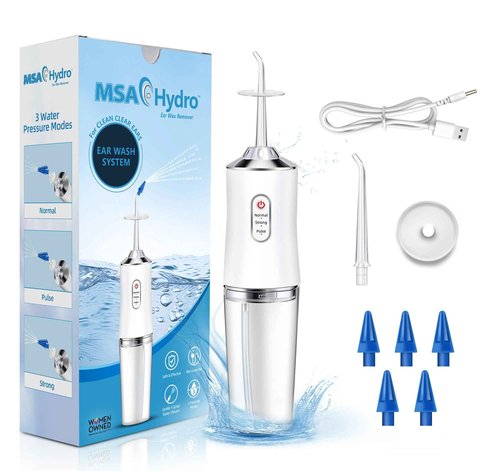 MSA Hydro Ear Wax Remover Kit, Safe, Quick and Effective Ear Cleaning, Gentle Ear Irrigation and Flushing, Adults and Children, Adjustable Water Pressure (Hydro Kit)
