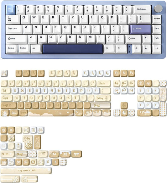 YUNZII AL66 Wireless Mechanical Keyboard(Milk Switch, Blue), 136 Keys MOA Keycaps(Butter)