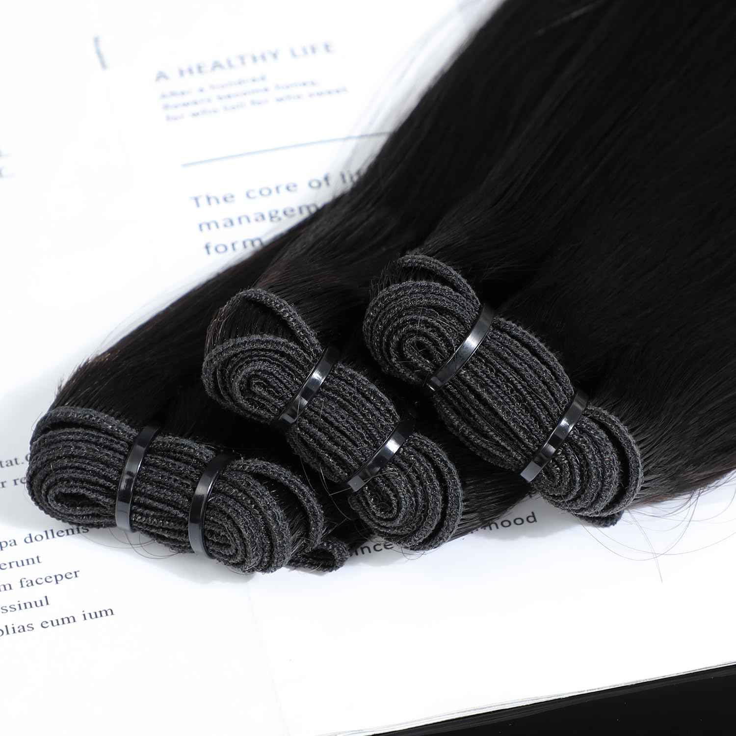 Grand Nature Virgin Human Hair Bundles, Brazilian Raw Virgin Hair Bundles Straight Double Drawn Hair Wefts