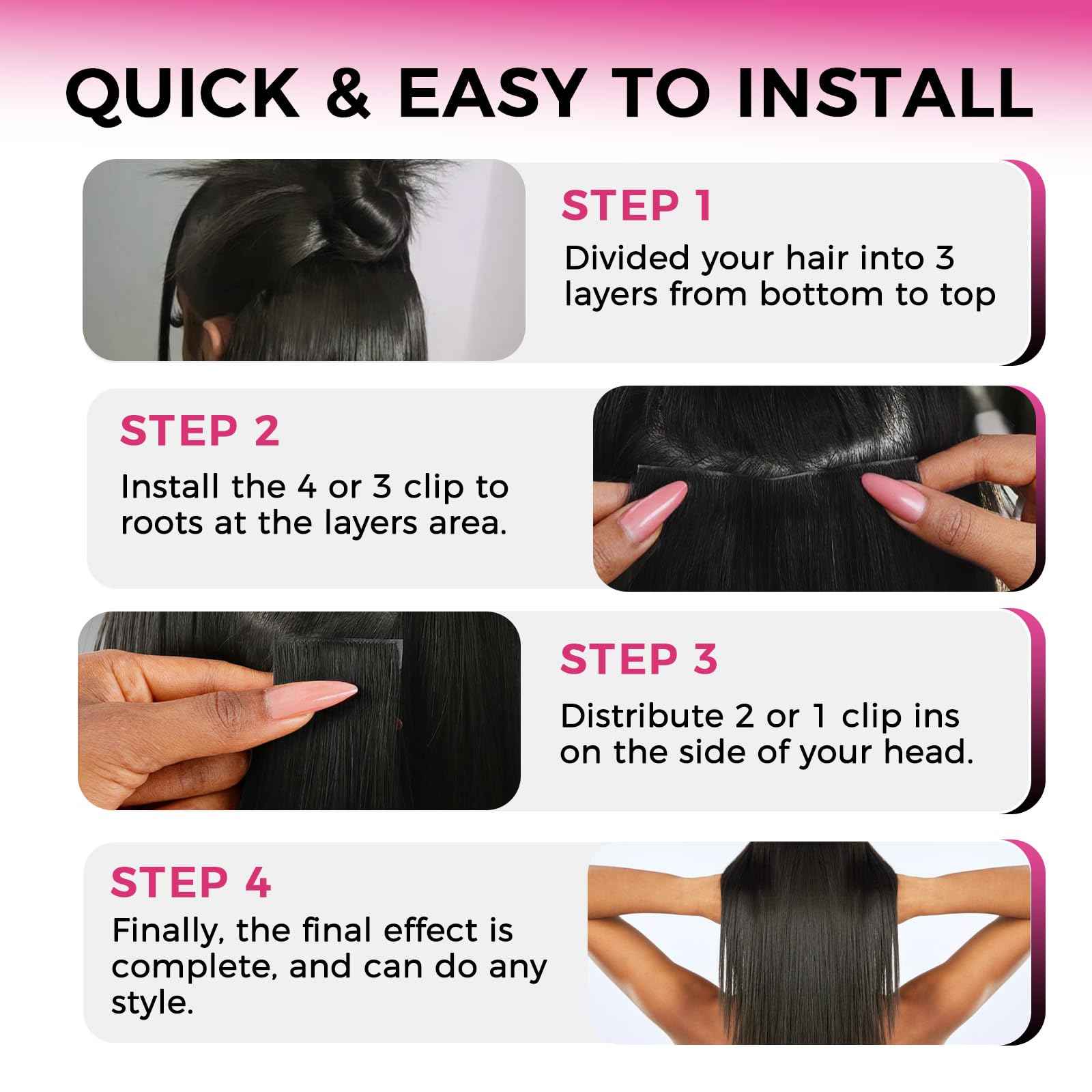 Lashey Invisi Edge Clip in Hair Extensions, 7pcs 110g 16 Inch Natural Black Seamless Clip in Hair Extensions Human Hair Kinky Straight Real Remy Human Hair