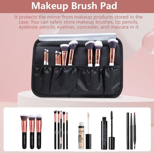 Cybergiant Travel Makeup Case with LED Mirror - Hard Shell Pink Travel Makeup Bag with Mirror - Portable Makeup Organizer with Mirror, Vanity Case for Cosmetics, Adjustable Divider