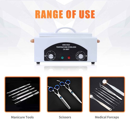SULLMAR Nail Tool Sterilizers High Temperature Dry Box Timer Clean Box Heat Dry Box Nail Tool Dry Heat Clean，Manicure Salon Hairdressing Tool Equipment,Clean for Tweezers, Other Metal Equipment