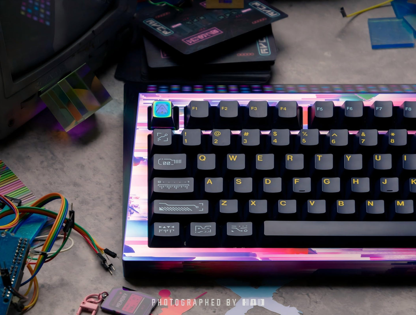 Angry miao CYBERBOARD Euphoria Wireless Custom Creamy Mechanical Keyboard, 81 Key Tri-Mode 2.4G Bluetooth Wireless Gaming PC Computer Keyboard, High-End RGB Gaming Accessories, Hotswappable Switch