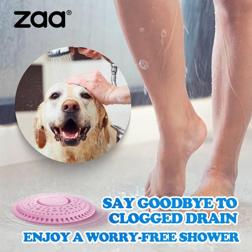 zaa Shower Drain Hair Catcher, Upgraded 2Pack Premium Silicone Drain Protector & Shower Drain Cover for Regular Floor Drains of Shower Room, Bathroom, Pink