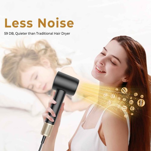 Supersonic Hair Dryer with Diffuser，secadora de Pelo para Mujer，150000 RPM Professional High-Speed Drying Professional Blow Dryer for Women，Low Noise for Home hot (Black glod)