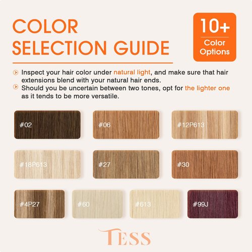 TESS Seamless Clip in Hair Extensions Human Hair Remy Clip ins Natural Soft Straight 8pcs 18Clips, 20 Inch, Dark Brown