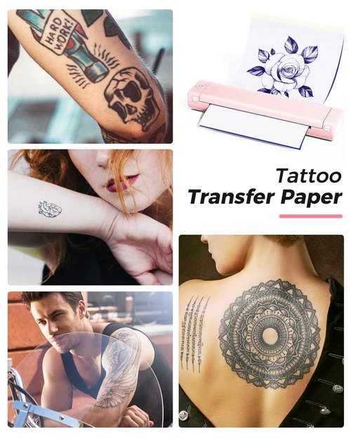 Phomemo M08F Bluetooth Tattoo Stencil Printer & Tattoo Transfer Paper - 45 Sheets A4 Size Portable Stencil Printer for Tattooing, Compatible with Smartphone & PC, Pink