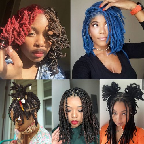 WacanDan 100% Human Hair Dreadlock Extensions for Men/Women, 0.4cm Thickness 8 Inch 60 Strands Full Handmade Can be Dyed and Bleached Permanent Loc Extensions Human Hair Natural Black