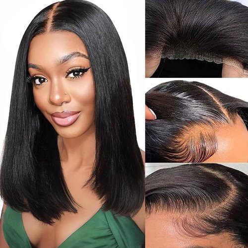 Wear and Go Glueless Bob Wig Human Hair Pre Plucked Pre Cut 4x4 HD Lace Closure Bob Wigs For Black Women Human Hair Straight Bob Wigs No Glue Lace Closure Wigs For Beginner 200% Density 16 Inch