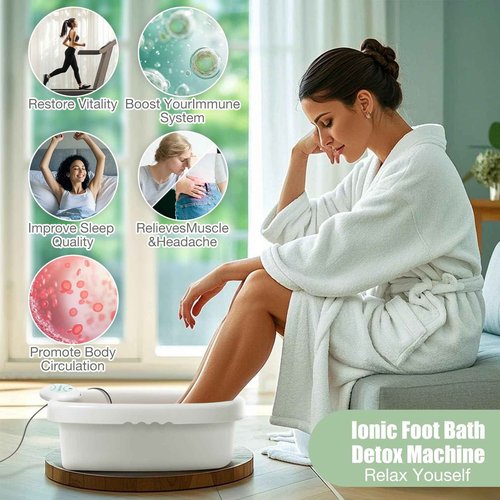 VnioLife Ionic Foot Bath Detox Machine Ion Foot Detox Spa for Home Portable Detox Foot Spa System Ionic Feet for Chi Cleanser Home Use, Beauty Salon SPA Club with Liners, Slipper,Portable Handbag