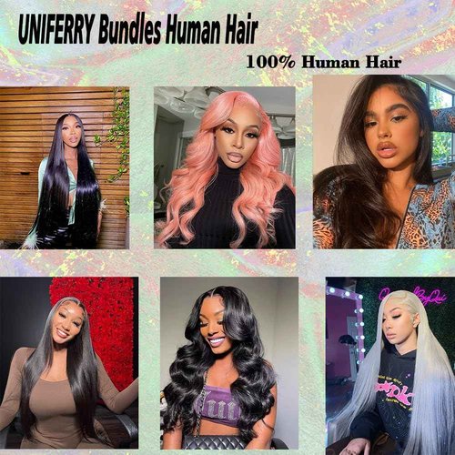 Uniferry 12A Straight Human Hair Bundles Brazilian Human Hair Bundles 22 Inch 100% Unprocessed Virgin Bundles Human Hair 1 Bundles Human Hair Double Weft Remy Hair Bundles Natural Black Deals
