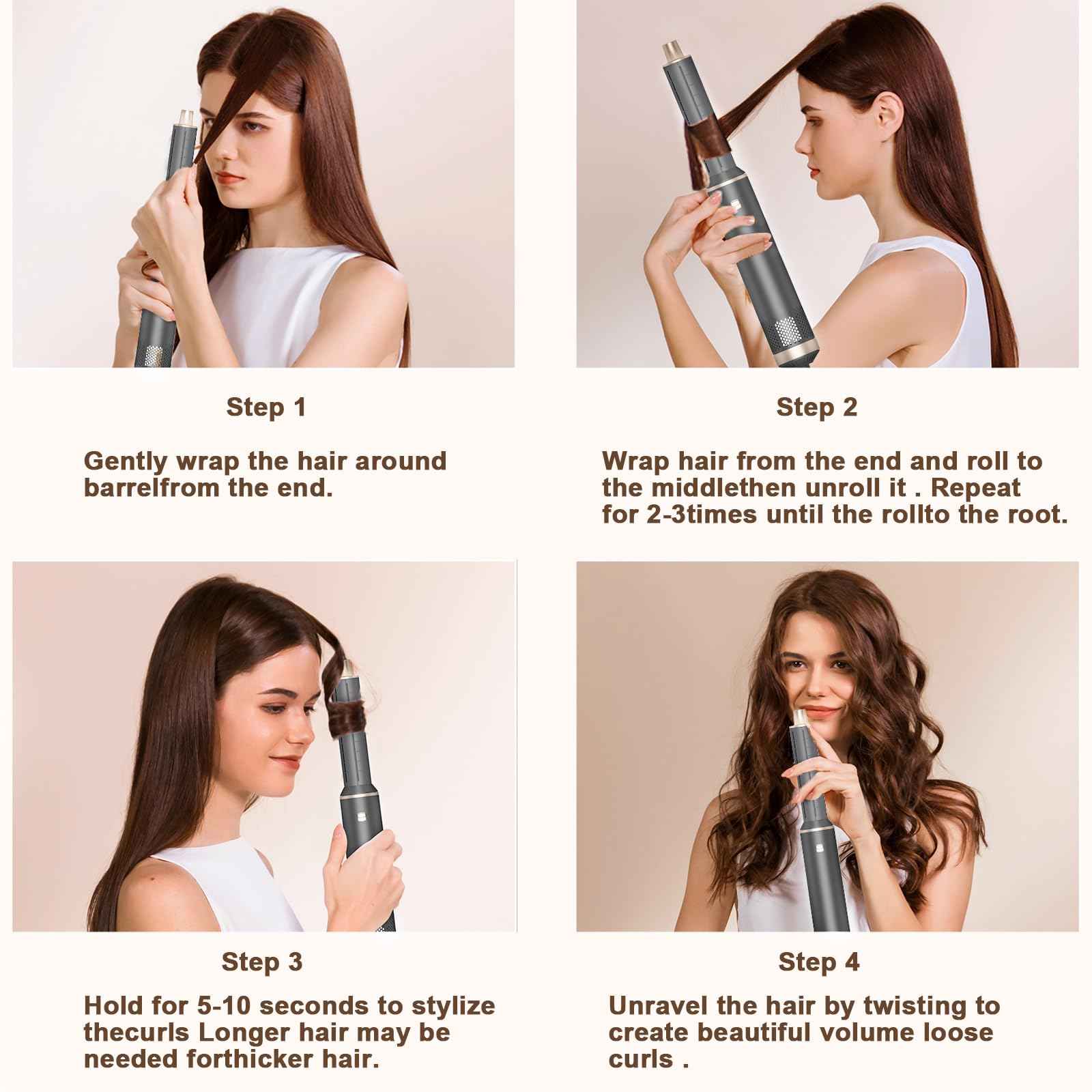 5 in 1 Hair Styler & Hair Dryer Brush, Low-Speed Negative Ionic Air Styler Drying, Multi Hair Styler, Professional Blow Dryer Brush for Curling Volumizing Straightening Styling