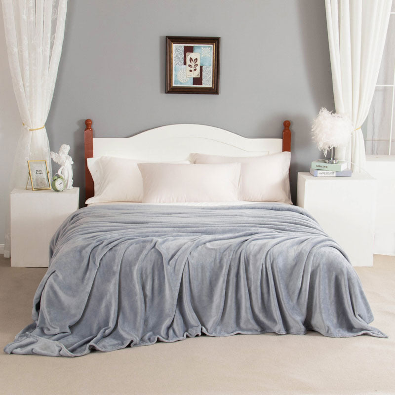 Thickened Coral Fleece Blanket Solid Color Vegan-Friendly Home Bedding