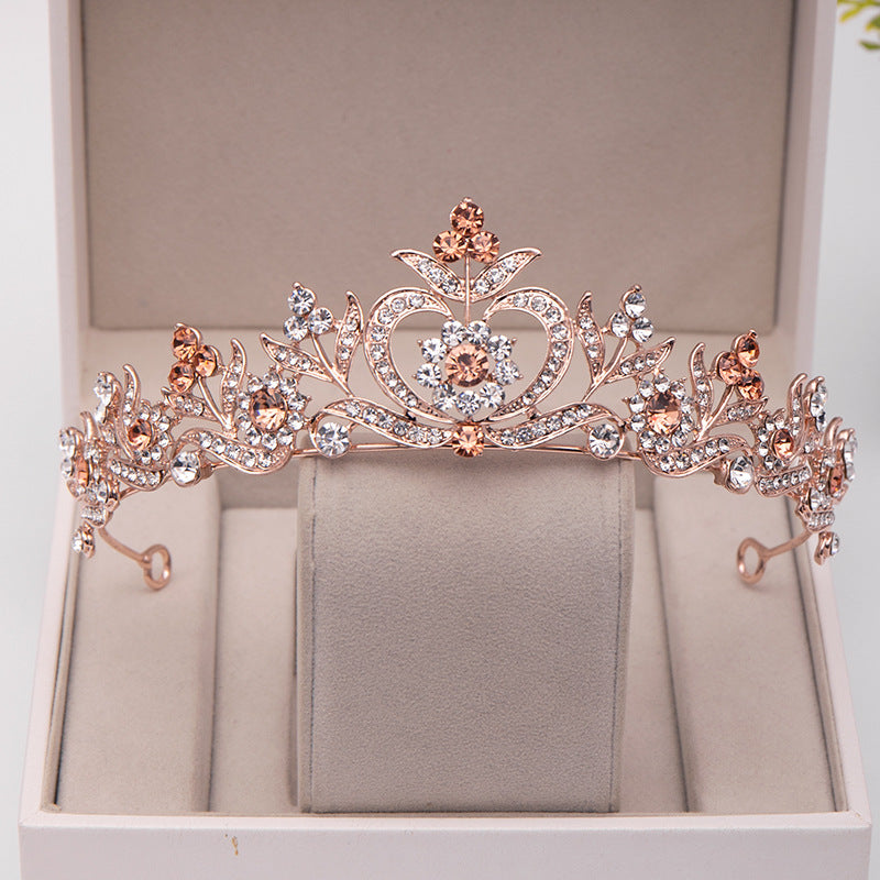 Leaf Diamond Baroque Bridal Crown - Rose Gold