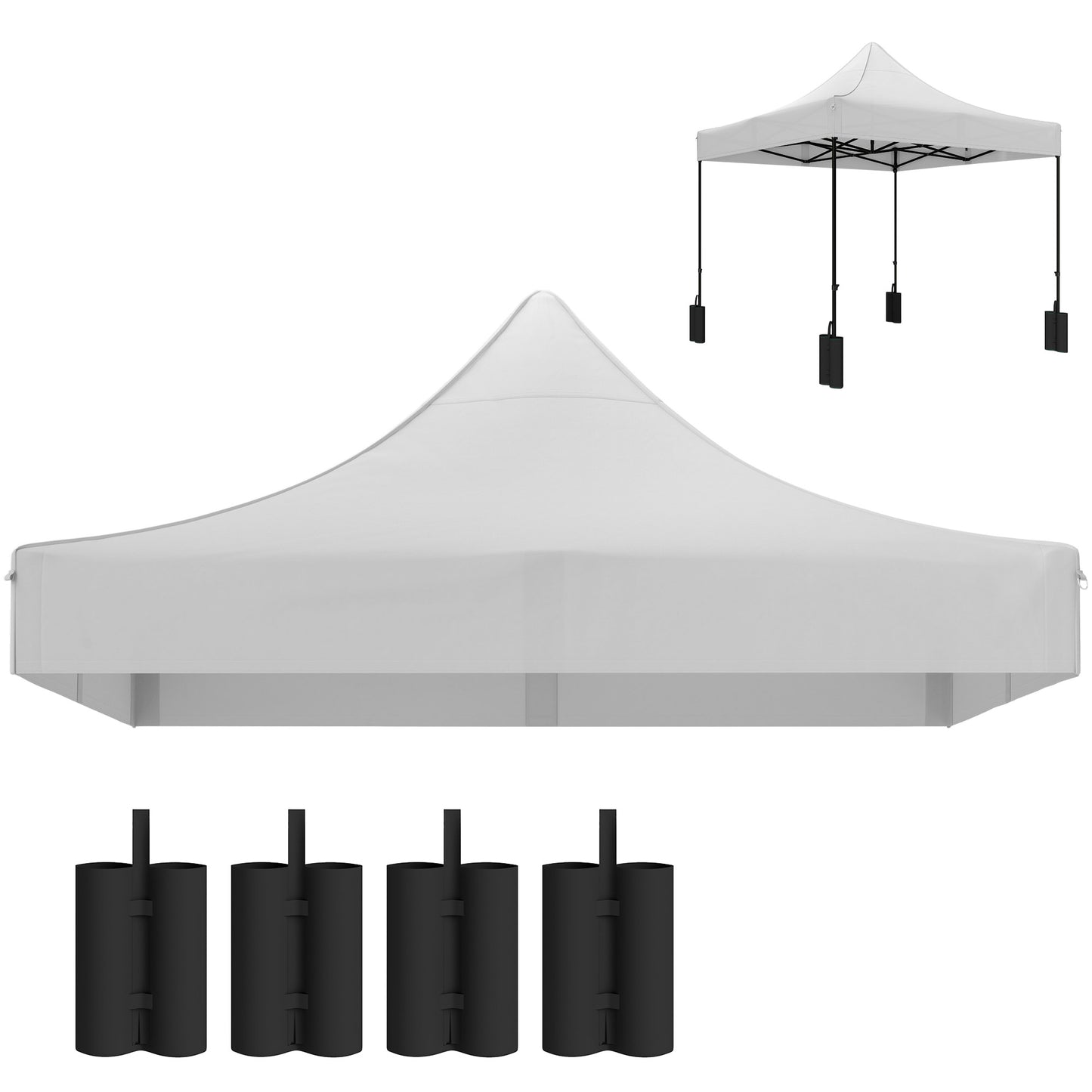 10x10 Replacement Canopy Top with Sand Bags - White, UPF50+