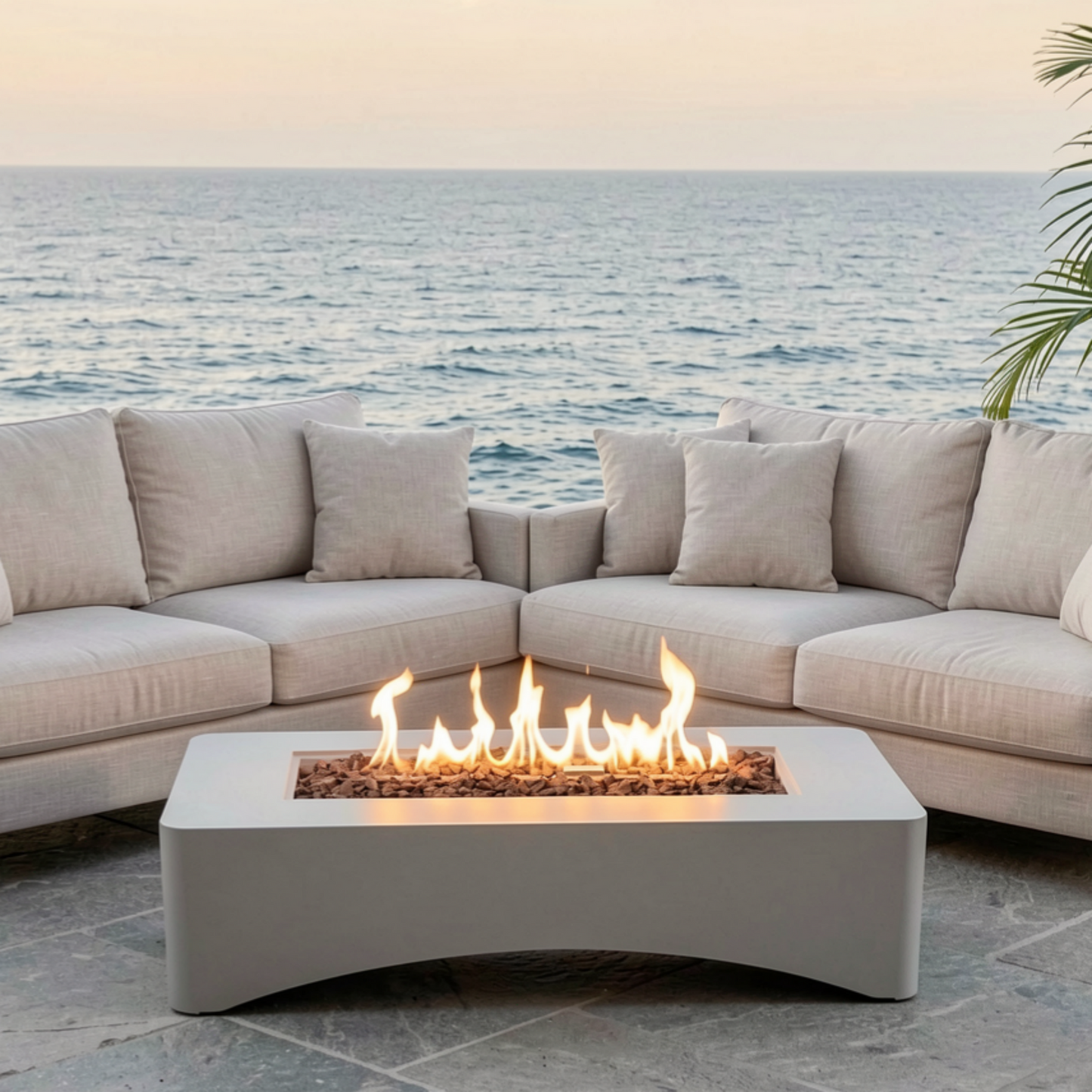 56 Propane Fire Pit Table Rectangular Outdoor Gas 50000 BTU Modern