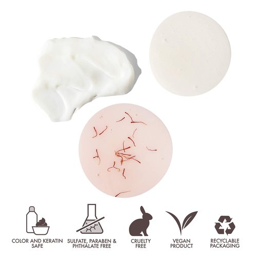 Joon Moisturizing Trio Set | 1.1oz Saffron Hair Elixir, 10.1oz Saffron Rose Shampoo and Conditioner