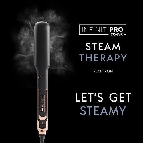 INFINITIPRO by CONAIR Steam Therapy Flat Iron, 1 1/2-inch Hair Straightener