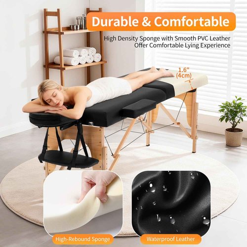 BestMassage Massage Bed Portable Massage Table 24 inch Wide Lash Bed Height Adjustable 2 Folding Spa Table with Non-Woven Bag for Spa Footmassage Facial CareSpa Tattoo