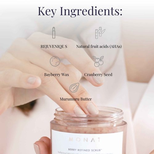 MONAT Berry Refined Scrub™ - Perfecting Exfoliator Mask with Skin-Brightening AHAs and Cranberry Seeds, 87ml