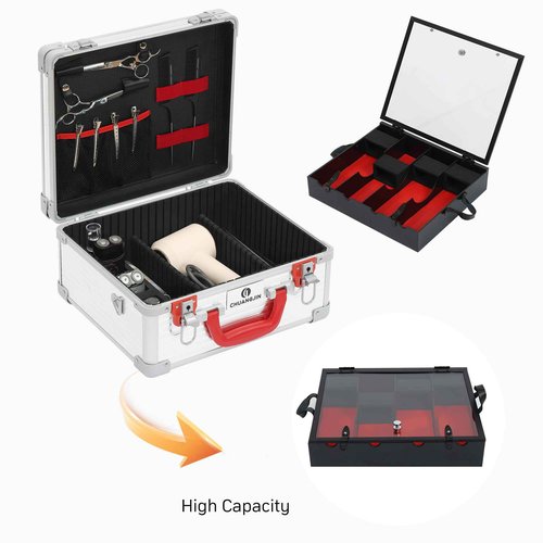 CHUANGJIN Large Barber Carrying Case, Hairdresser Tool Box Organizer Traveling Case, Portable Travel Barber Suitcase for Hair Stylist Pet Groomer Beauty Salon Makeup Artist