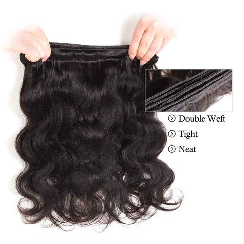Beauty Princess Body Wave Human Hair 3 Bundles Double Weft 10A Brazilian Hair Bundles 18/20/22 Inch