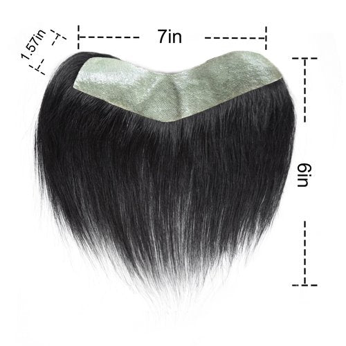 Maweilar Frontal Hairpiece for Men, Hair Extension Hairline Loss Straight Tape in Human Hair Toppers Replacement Toupee (Natural Black, 0.78"x6.3", 6")