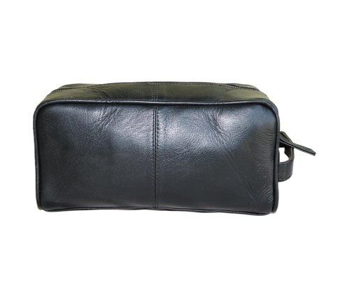 jaald Men's Large Genuine Black Luxury Leather Toiletry Bag Shower Kit Shaving And Grooming Bag For Travel Groomsmen Gift Men Women Hanging Zippered Makeup Bathroom Cosmetic Pouch Make Up Case