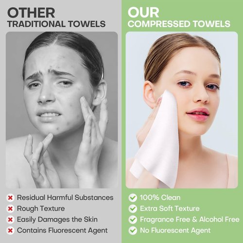 Fancyou Compressed Towel Tablets Bulk 1000 Pack with 4 Travel Cases, Thicken Cotton Disposable Face Cloths, Biodegradable Mini Compressed Expandable Coin Tissue for Salon Gym Travel Camping Home