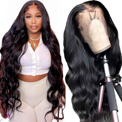 Smilulu 28 Inch 13x4 Lace Front Wigs Human Hair Body Wave Lace Front Wigs Human Hair Pre Plucked 13x4 Hd Lace Frontal Wigs Hd Lace Front Wigs for Black Women 180% Density