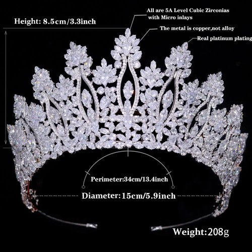 FASNAHOK Large Cubic Zirconia Wedding Tiaras Luxury Tall Pageant Queen Crowns for Women Gift Coronas Para 15 Anos Quinceaneras Big CZ Princess Headbands Silver