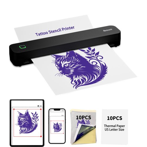 Tattoo Stencil Printer, Bluetooth Tattoo Printer with Super Slime Design,Portable Tattoo Machine, Compatible with Android, iOS, Windows, MacOS, Support Mobile & PC