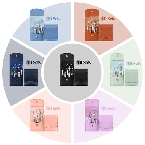 Leriton 70 Set Manicure Set Bulk Professional Nail Care Kit Nail Clippers Kit Stainless Steel Pedicure Set with Travel Case Multicolor Portable Grooming Kits Gifts for Men Women (7 in 1,3x3.9'')