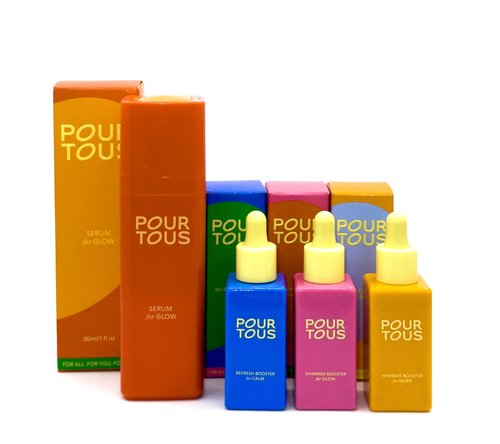 Pour Tous Ultimate Serum Set, Base Serum with 3 Boosters for Hydration and Glow, 4 Piece Bundle