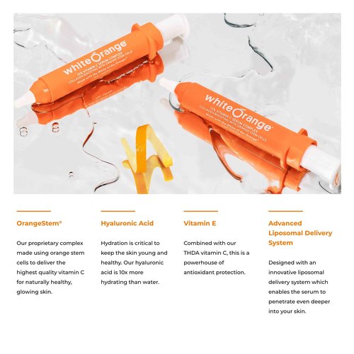 White Orange The Only Vitamin C Serum Made with White Part of Orange, Anti Aging, THDA Hyaluronic Acid Vitamin E OrangeStem®, Hydrating & Brightening Serum for Dark Spots Fine Lines & Wrinkles