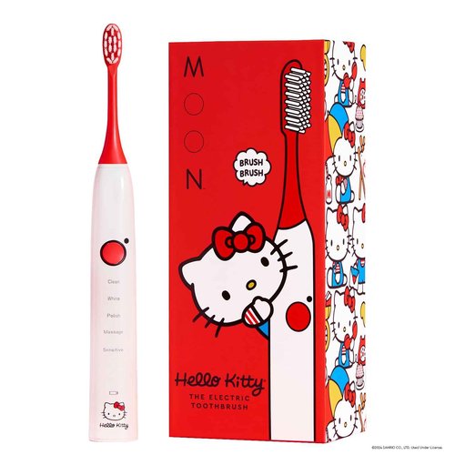 MOON x Hello Kitty Sonic Electric Toothbrush for Adults & Teens, 5 Smart Modes, Clean, White, Massage, Polish & Sensitive, Rechargeable, Travel Case, 2 Brush Heads, Industry-Leading 6 Week Charge