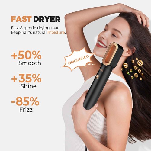 Hair Dryer Brush,6 in 1 Professional Hot Air Styler,Powerful Air Curling Wrap Styler,Negative Ionic Hair Dryer Fast Drying, Multi Hair Stylerfor Curling Volumizing Straightening Styling