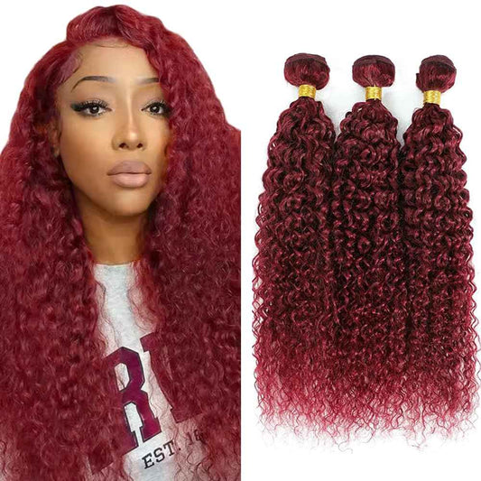 28 30 32 inch 99J Bundles Human Hair Burgundy Kinky Curly 3 Bundles 8A Brazilian Virgin Hair Extensions 99J Kinky Curly Bundle Red Color