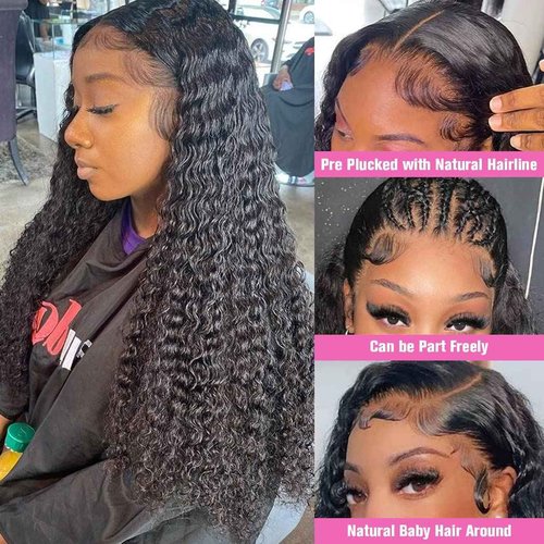 Glueless Wigs Human Hair Real Pre Plucekd Bleached Upgraded Tiny Knots 24Inch 200% Density Deep Wave Closure Wig Wet and Wavy Ultra-thin Invisible HD 4x4 Curly Closure Wigs Human Hair For Women